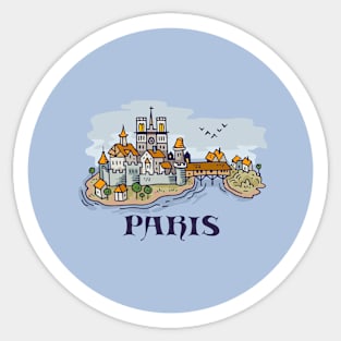 Paris city hand drawing illustration pin buttons Sticker